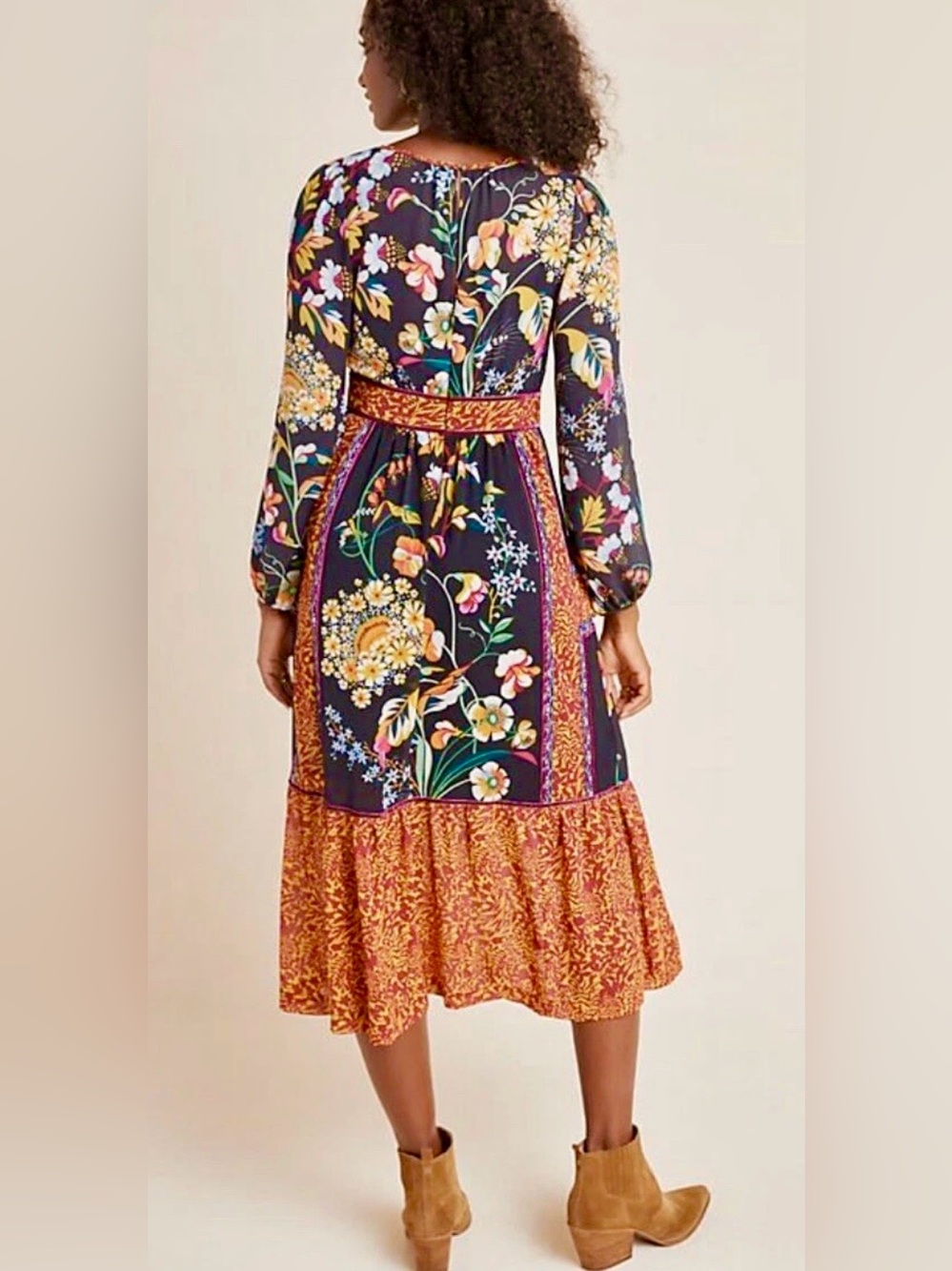 Anthropologie Adair Velvet Trimmed Midi Dress - Picture 8 of 11